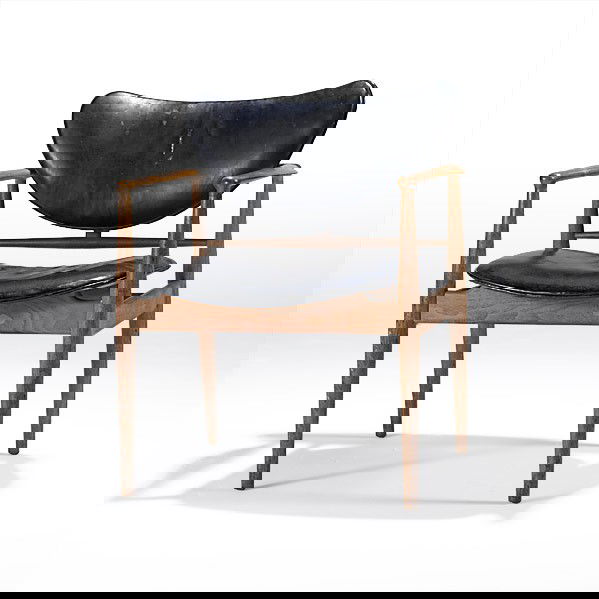 FINN JUHL / NIELS VODDER: FINN JUHL; NIELS VODDER; Teak No. 48 Open Arm Chair, des. 1948NV-48, ca. 1950; 31 1/2'' x 27 1/2'' x 22''