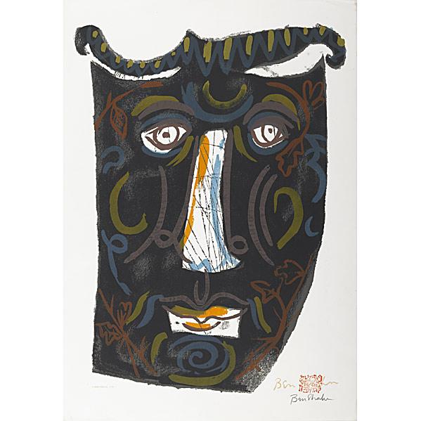 BEN SHAHN: BEN SHAHN; Mask, 1963; Screenprint in colors (framed); Signed; Aside from an edition of 70; 25 3/4'' x 20''