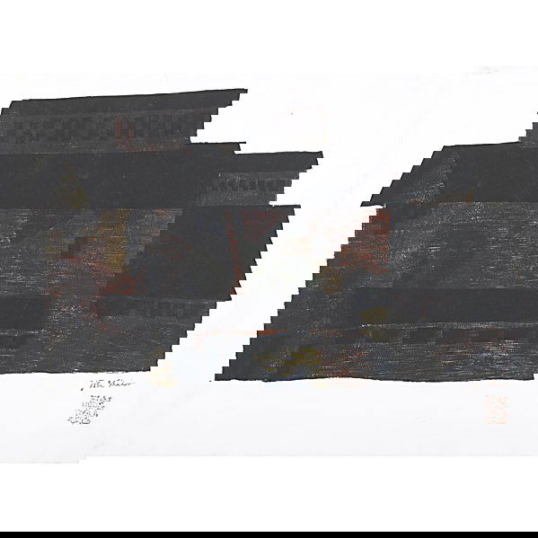 BEN SHAHN: BEN SHAHN; Mine Building, 1956; Hand-colored stencil with overlaid black screenprint; Signed with chop mark; 22 1/4'' x 30 1/4'' (sheet)