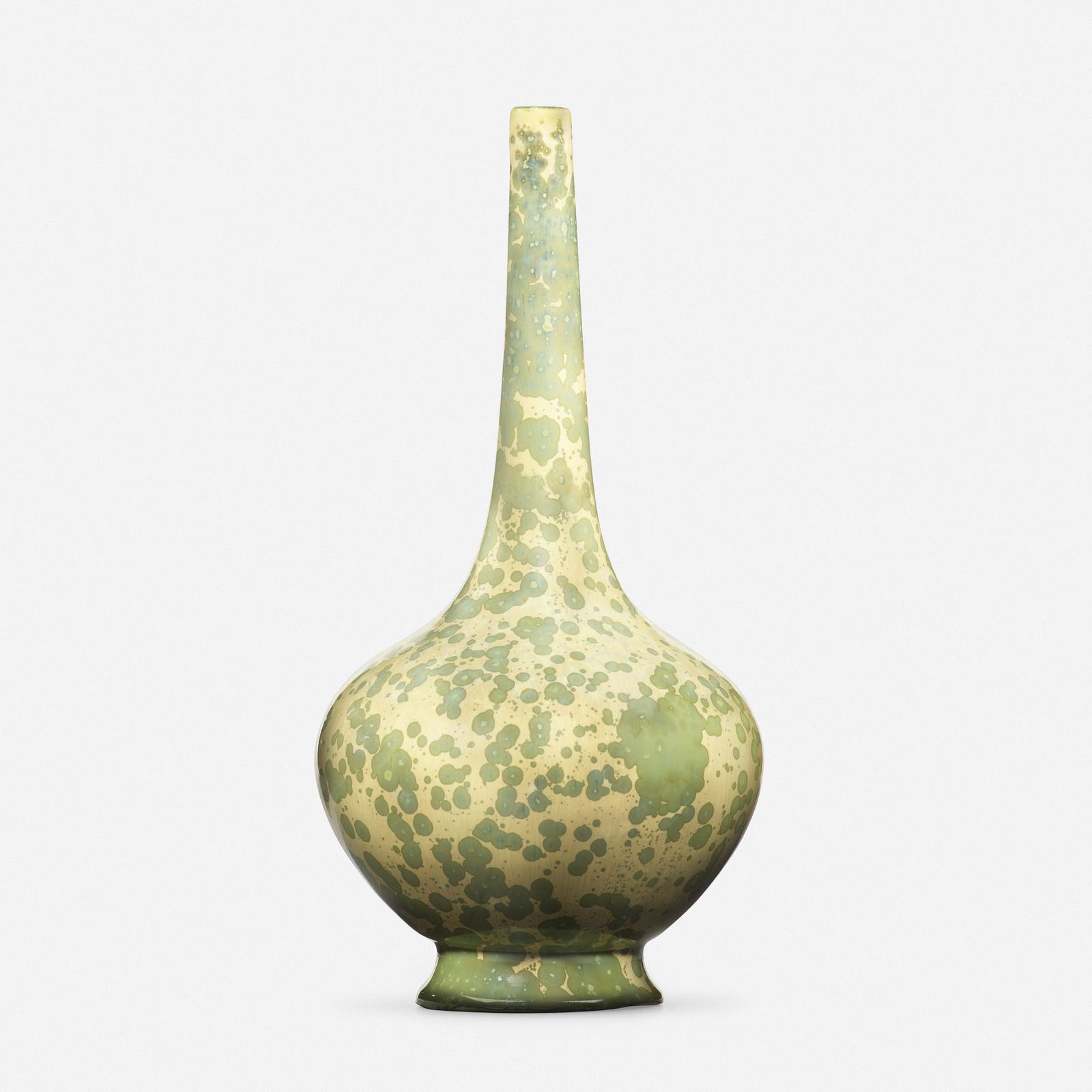 Emile Diffloth for University City, Vase: Emile Diffloth for University City Vase USA, c. 1910crystalline-glazed porcelain 9.5 h × 4.5 dia in (24 × 11 cm) Stamped manufacturer's mark to underside 'ED UC Women's League 114'