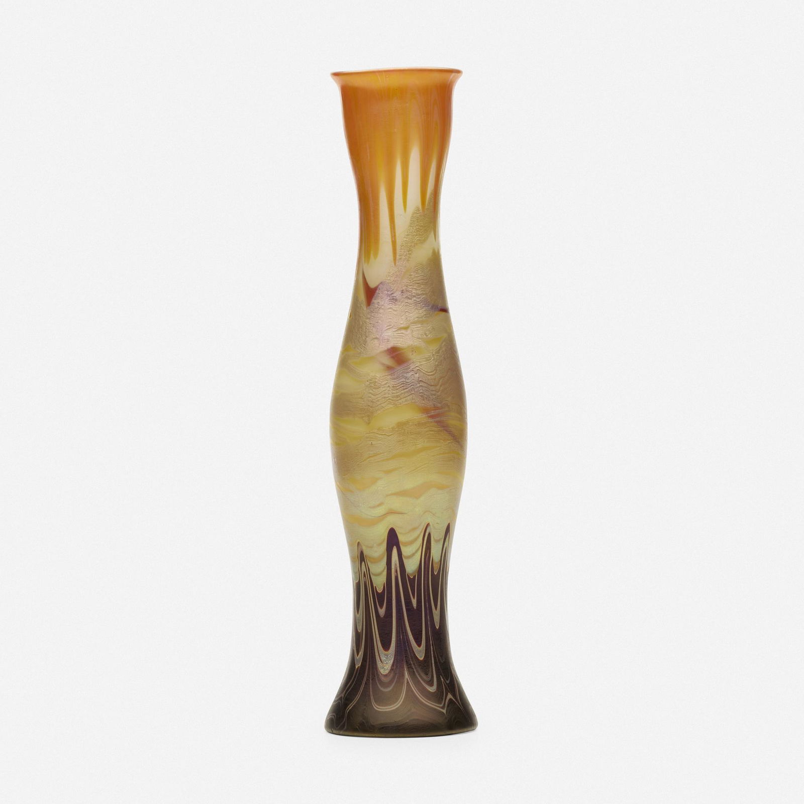 Franz Hofstotter for Loetz, Phanomen vase (Gre 358): Franz Hofstotter for Loetz Phanomen vase (Gre 358) Austria, c. 1900hand-blown glass 12.75 h × 3 dia in (32 × 8 cm) Obscured etched signature to underside 'Loetz'. Pr