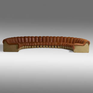 Berger, Peduzzi-Riva and Ulrich, DS 600 Organic sofa: Ueli Berger, Eleanora Peduzzi-Riva and Heinz Ulrich DS 600 Organic sofa Stendig Switzerland / USA, c. 1972 leather, felt upholstery total: 29 h Ã— 294 w Ã— 38.25 d in (74 Ã— 747 Ã— 97