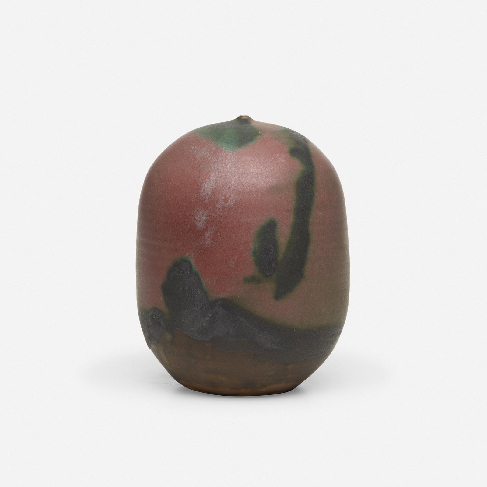 Toshiko Takaezu, Closed Form (with rattle): Toshiko Takaezu Closed Form (with rattle) USA, c. 2000glazed porcelain 6.5 h × 5 dia in (17 × 13 cm) Incised signature to underside 'TT'. Provenance: Acquir