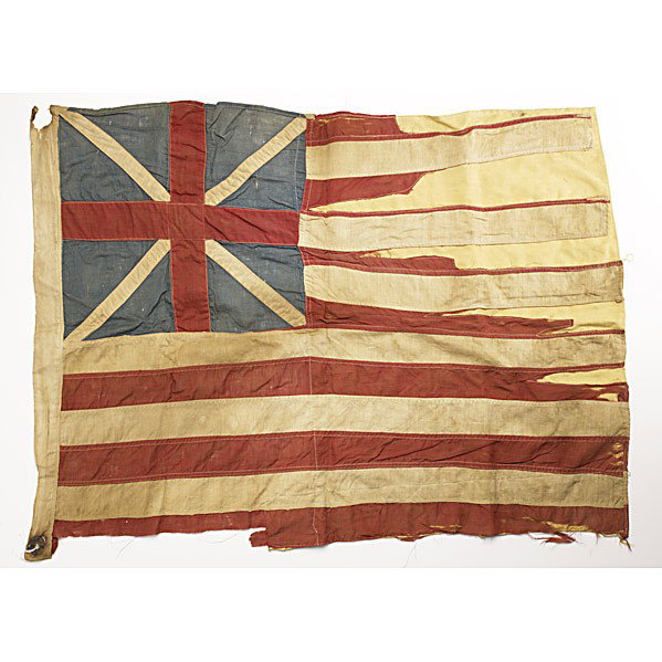 GRAND UNION FLAG: GRAND UNION FLAG; Late 18th c.; 33 1/2'' x 23''