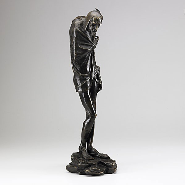 AFTER JACQUES LOUIS GAUTIER: AFTER JACQUES LOUIS GAUTIER; Bronze statue of Mephistopheles, 20th c.; Signed; 27 1/2''