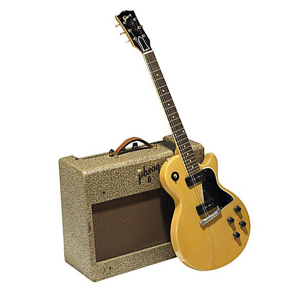 GIBSON LES PAUL GUITAR: GIBSON; Les Paul TV Special guitar, 1955; Serial no. 7 3809; With original GA 6 amplifier; Guitar: 39'' x 13''