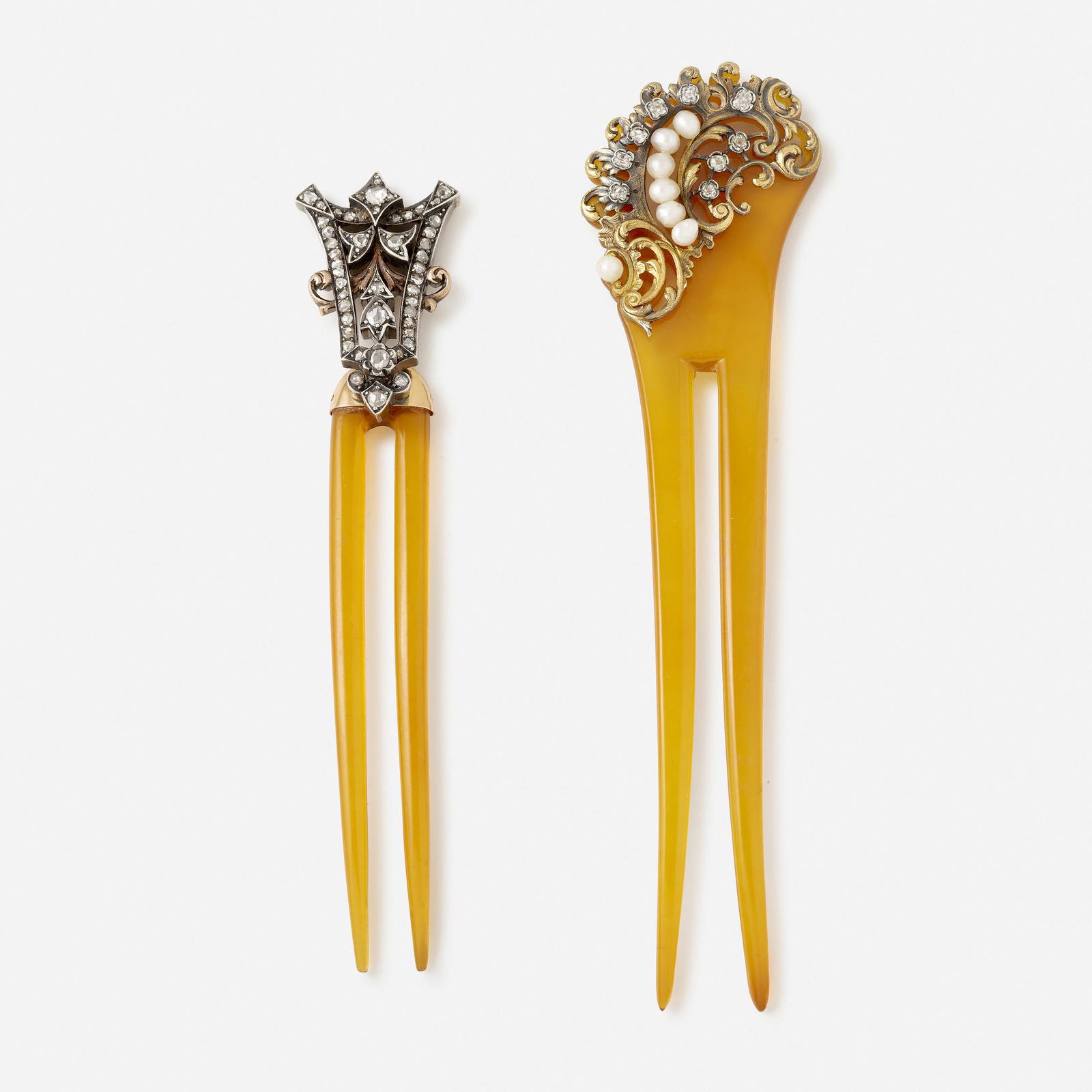 Antique diamond, tortoise shell, seed pearl hair access (1 of 2)