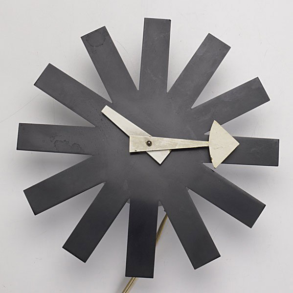 GEORGE NELSON/ HOWARD MILLER/ ASTIRIS: GEORGE NELSON; HOWARD MILLER; Electric wall clock; 2 1/2'' x 10'' dia.