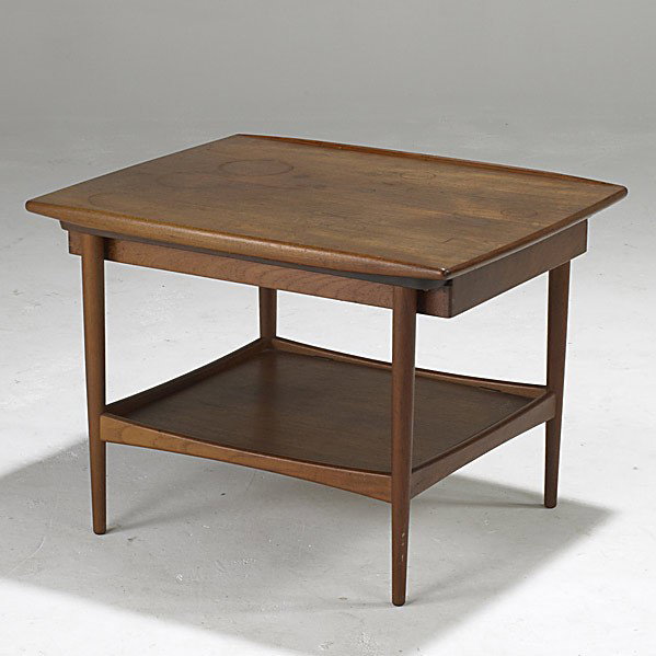 STYLE OF FINN JUHL: STYLE OF FINN JUHL; Teak sofa table; Illegibly branded; 21'' x 29 1/2'' x 24''