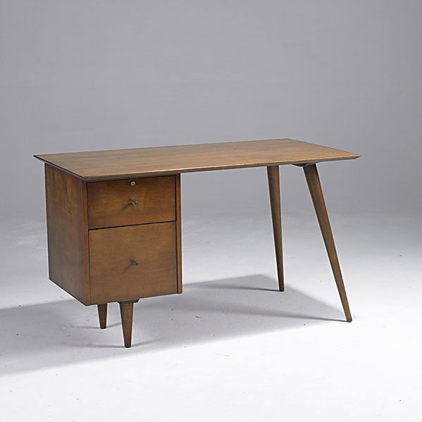 PAUL MCCOBB/ PLANNER GROUP: PAUL MCCOBB; PLANNER GROUP; Single pedestal desk; Foil label; 29'' x 48'' x 24 1/2''