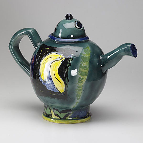 ANNA SILVER: ANNA SILVER; Oversized glazed tea pot; Signed and stamped Garth Clark Edition; 15'' x 19'' x 10 1/2''