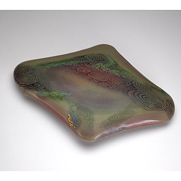 WILLIAM MORRIS: WILLIAM MORRIS; Glass sculpture; Etched William Morris, 1986; 5'' x 23 3/4'' x 16''