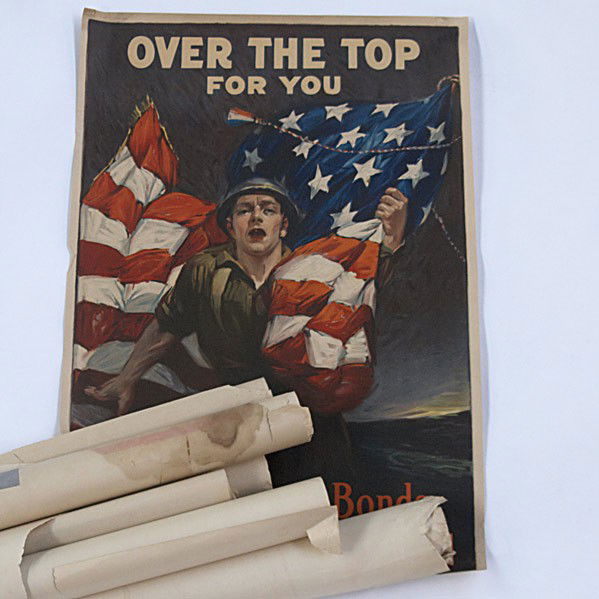 SIX WORLD WAR I POSTERS: SIX WORLD WAR I POSTERS; YMCA ''This Home Over There'' by Albert Herter; ''They Shall not Perish'' by Douglas Volk; ''Red Cross Roll Call'' by A.E. Foringer; ''The Navy Put 'Em Across'' and ''All Toge