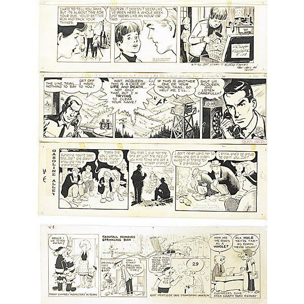 ORIGINAL COMIC BOOK ART: ORIGINAL COMIC BOOK ART; Eleven strips, ca. 1960, include ''Beetle Bailey'' by Mort Walker, ''Archie'' by Bob Montana, ''Smidgens'' by Bob Cordray, ''Winthrop'' by Dick Cavalli, etc.; Longest: 23 1/2'
