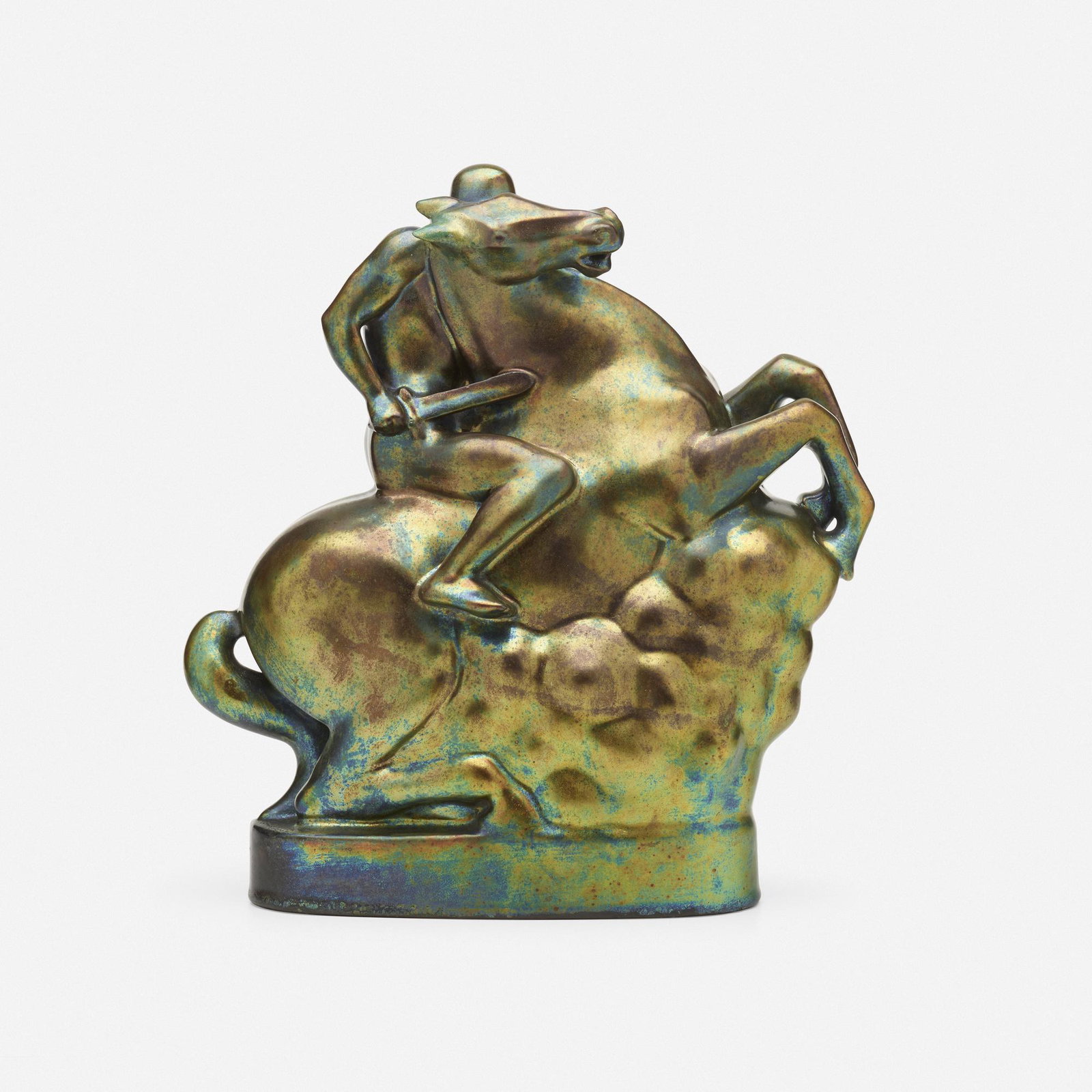 Hungarian, Untitled (horse and rider): Hungarian Untitled (horse and rider) 20th century glazed earthenware 12 h × 10.5 w × 5 d in (30 × 27 × 13 cm) Glazed mark near base 'Obuda'. This wor