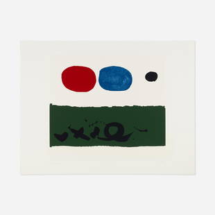 Adolph Gottlieb, Green Foreground: Adolph Gottlieb Green Foreground 1972screenprint in colors image: 22 h × 24 w in (56 × 61 cm) sheet: 27.5 h × 36 w in (70 × 91 cm) Signed, dated and numbered to lowe