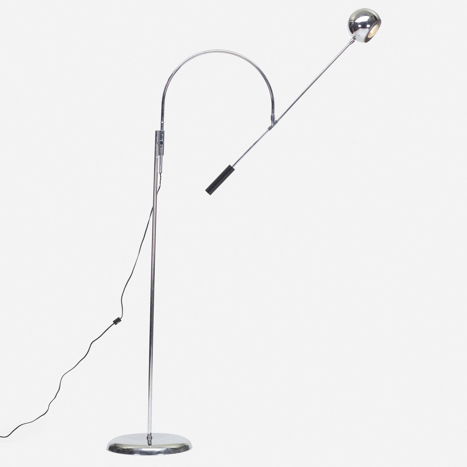Robert Sonneman, Floor lamp: Robert Sonneman Floor lamp Robert Sonneman Associates, Inc.USA, c. 1965chrome-plated steel, enameled steel 66 h × 34 w × 36 d in (168 × 86 × 91 cm) Foil manufactu