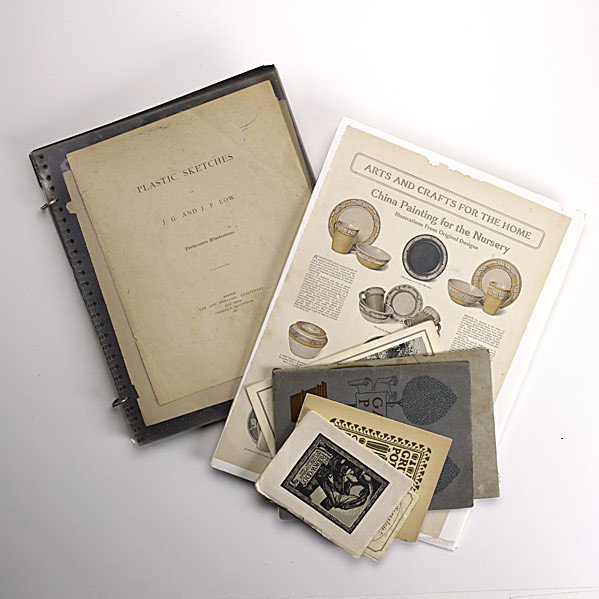 AMERICAN ART POTTERY EPHEMERA: AMERICAN ART POTTERY; Ephemera; Eight period catalogs and advertisements for J.G. & J.F. Low, Grueby, Rookwood, Paul Revere, Merrimac and Fulper.