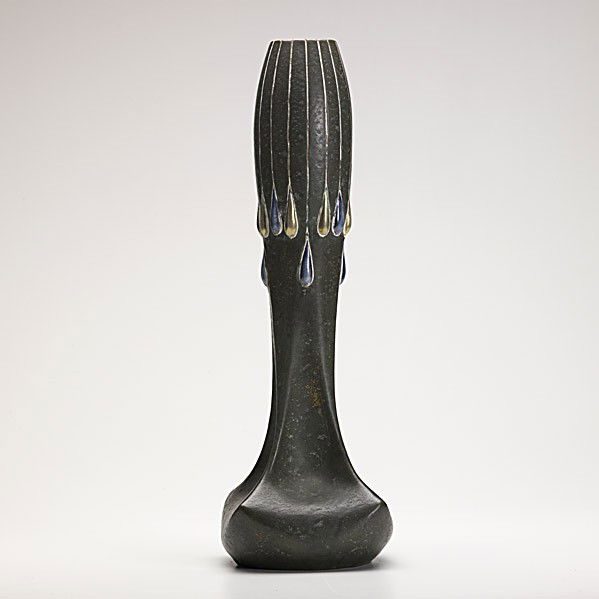 AMPHORA: AMPHORA; Tall glazed ceramic vase; Signed Austria 1231; 17'' x 5 1/4''