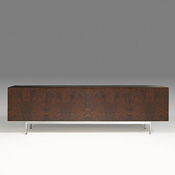 DIETER WAECKERLIN; BEHR WAECKERLIN-MASSMOBEL;: DIETER WAECKERLIN; BEHR WAECKERLIN-MASSMOBEL; Rosewood and chromed steel sideboard; Metal BEHR tag; 29 1/2'' x 97 3/4'' x 22''
