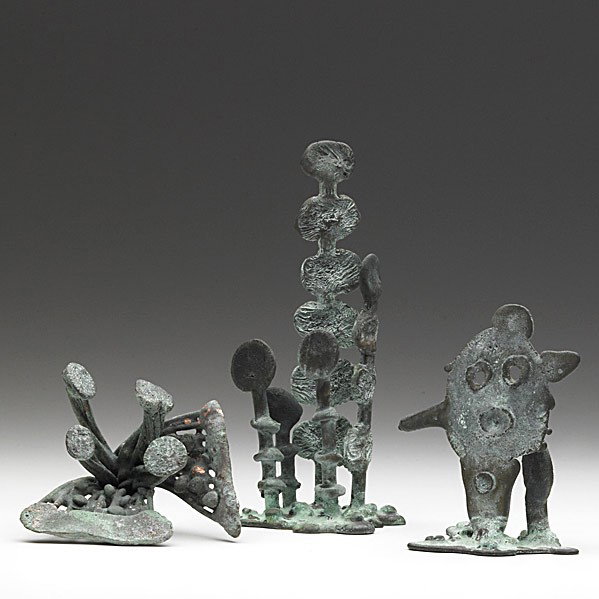 KLAUS IHLENFELD: KLAUS IHLENFELD; Three patinated bronze sculptures, untitled; Provenance: The artist; Each stamped K; 6 3/4'', 4 1/4'', 3''