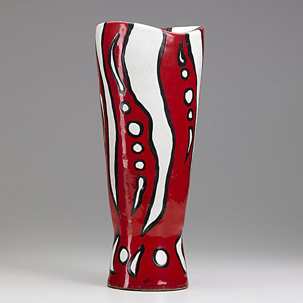 HUI KA KWONG: HUI KA KWONG; Tall glazed earthenware vase; Provenance: Habatat Galleries, Bloomfield Hills, MI; Signed Hui; 13 3/4'' x 6''