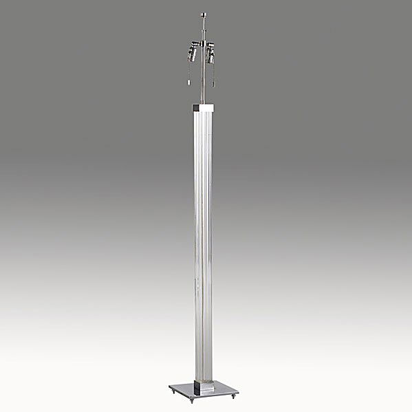 KARL SPRINGER: KARL SPRINGER; Chromed steel and acrylic floor lamp; Unmarked; 58'' x 9'' sq.