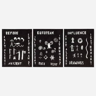 Ken Grimes, Before European Influences (triptych): Ken Grimes Before European Influences (triptych) 1997 oil on canvas each: 28 h × 22 w in (71 × 56 cm) overall: 84 h × 66 w in (213 × 168 cm) Signed and dated to lower edge