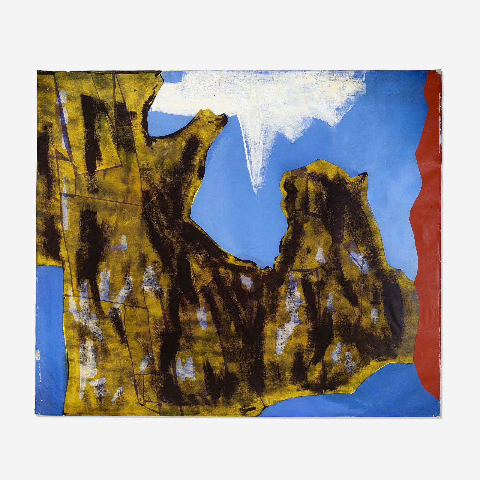 David Hare, Mountain Sky: David Hare Mountain Sky 1969oil and collage on paper laid to linen 66 h × 81 w in (168 × 206 cm) Signed, titled and dated to verso 'Mountain Sky Hare 1969'. Thi