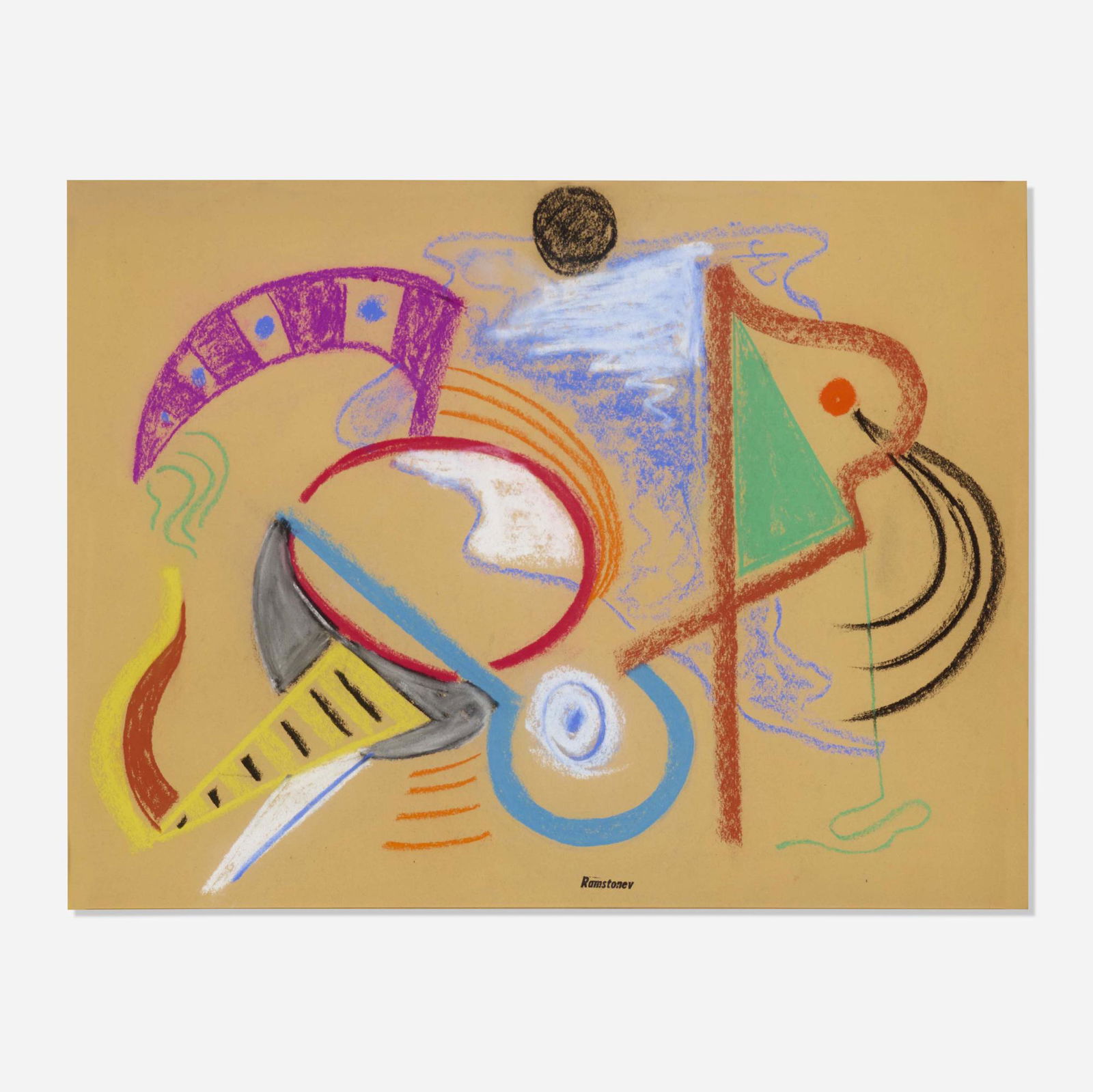 Ramstonev Cooperative, The 18th Hole: Ramstonev Cooperative (Charles Ramsey, Louis Stone, Charles Evans) The 18th Hole c. 1938pastel on paper sight: 17 h × 22.5 w in (43 × 57 cm) Stamped signature to lower edge 'Ramsto