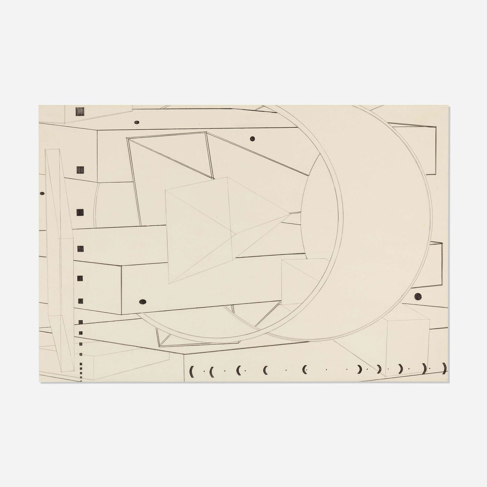Al Held, Untitled: Al Held Untitled 1975graphite on paper 26.875 h × 39.875 w in (68 × 101 cm) Signed and dated to verso 'Al Held 75'. Provenance: Marianne Friedland Gallery,