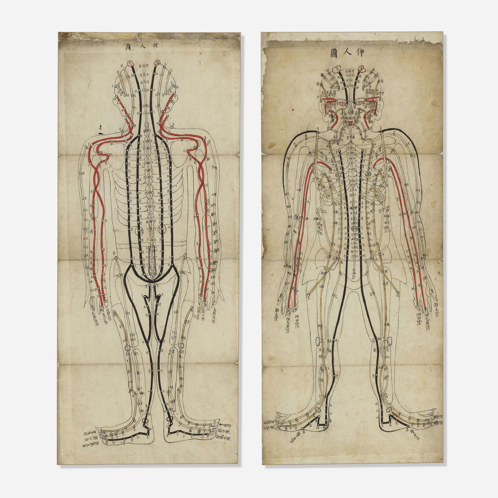 Korean, Acupuncture diagrams, set of two (1 of 3)
