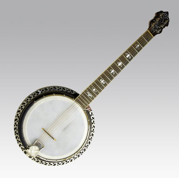 WEYMANN BANJO: WEYMANN BANJO; Six strings, ca. 1925; Serial no. 37114; 36'' x 14'' dia.