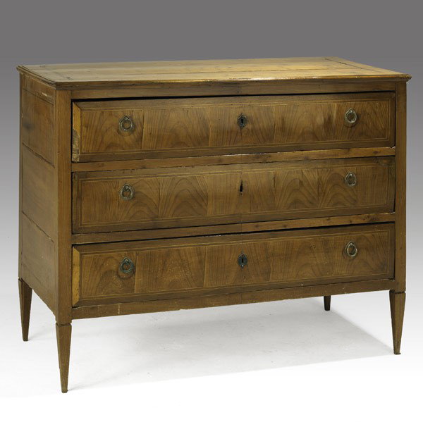 BIEDERMEIER: BIEDERMEIER; Commode in fruitwood with ring pulls, 19th c.; 37 1/2'' 48'' x 23''