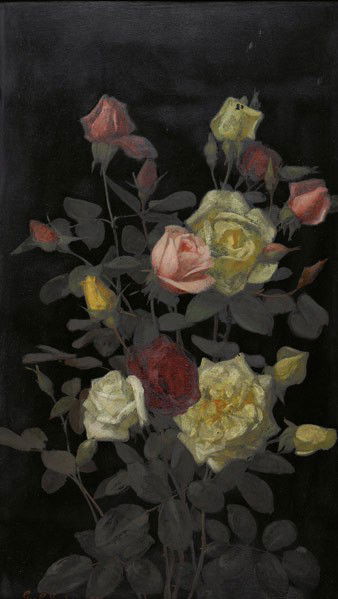 GEORGE COCHRAN LAMBDIN (American, 1830-1896): GEORGE COCHRAN LAMBDIN (American, 1830-1896); Two oil on panel paintings, both framed: ''Roses, 1883'' and ''Roses, 1881''; Signed and dated lower left; 24'' x 14''