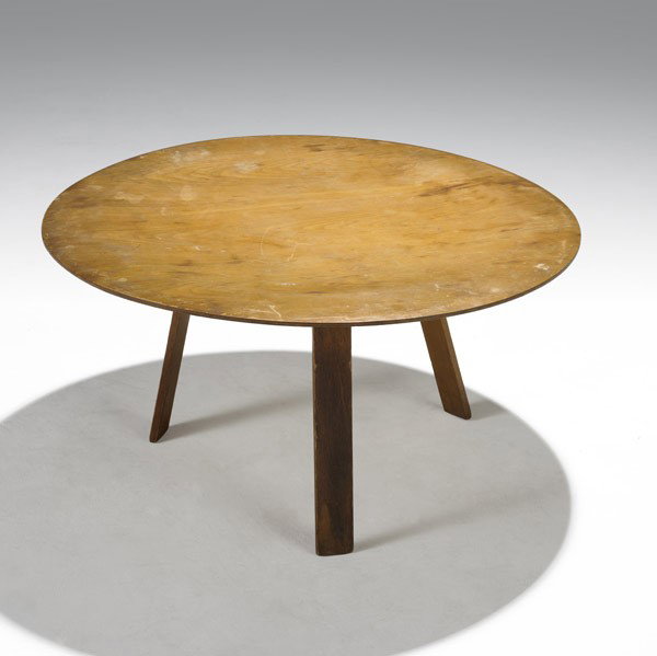 CHARLES AND RAY EAMES / EVANS PRODUCTS: CHARLES AND RAY EAMES; EVANS PRODUCTS; Pre-production calico ash CTW; Unmarked; 18'' x 34 1/4'' dia.