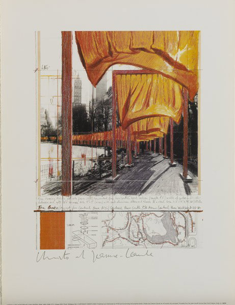 CHRISTO AND JEANNE-CLAUDE: CHRISTO (Bulgarian, b. 1935) AND JEANNE-CLAUDE (French, 1935-2009); Seven posters: Central Park Project ''The Gates'', Germany (2), ''Over the River, Pont Neuf'', ''Yellow Umbrella'', and ''Valley Cur