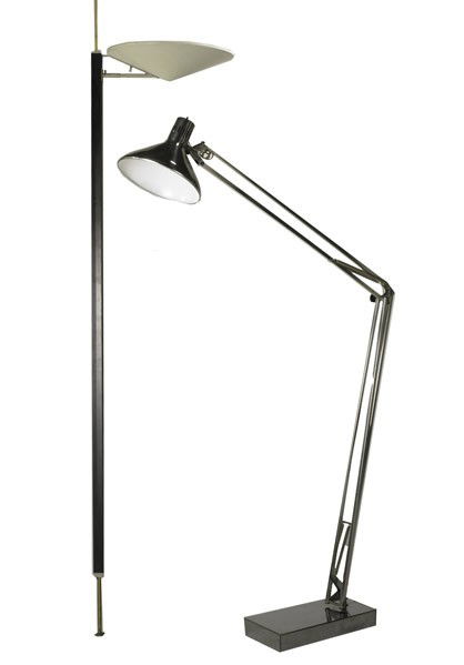 LIGHTOLIER, LUXO: LIGHTOLIER, LUXO; Two adjustable floor lamps; Unmarked; Taller: 106'' x 20'' x 17''