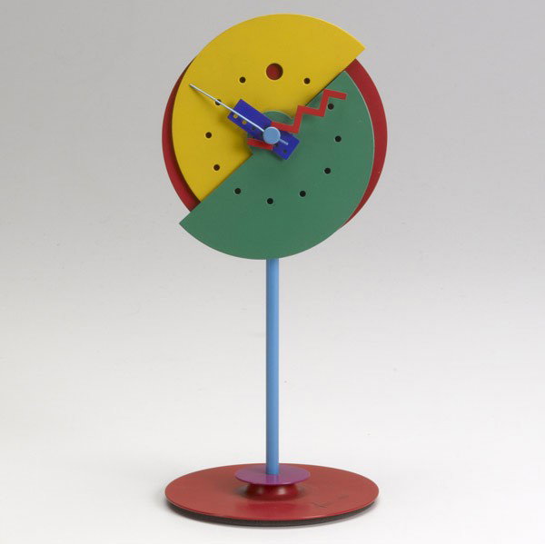 SYOHE IMIHARA / NEOS: SYOHE IMIHARA; NEOS; Italian table clock; Marked; 9'' x 4'' dia.