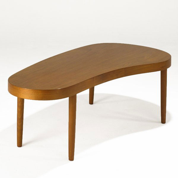 DANISH MODERN: DANISH MODERN; Teak amoeba shaped coffee table, 1960's; Unmarked; 19'' x 58'' x 29 1/2''