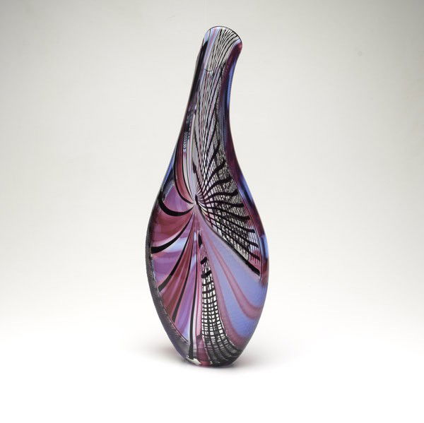 AFRO CELOTTO: AFRO CELOTTO; Murano art glass vase with wheel-cut and interior decoration; Signed Afro Celotto; 21 1/4''