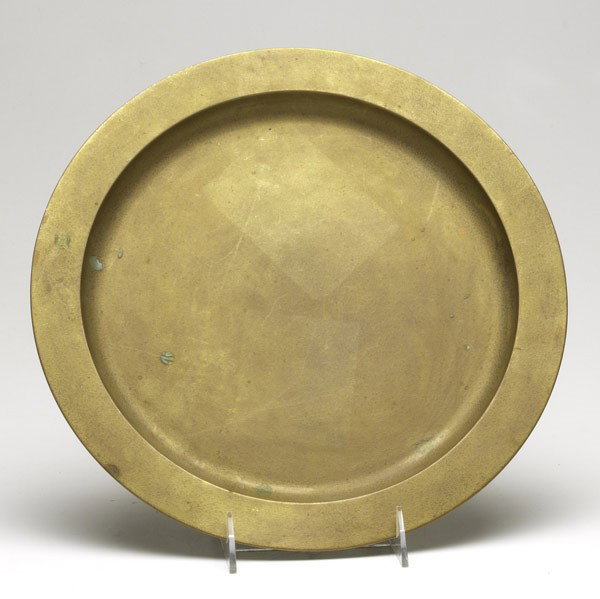 TIFFANY STUDIOS: TIFFANY STUDIOS; Bronze charger, worn patina to top; Stamped Tiffany Studios NY; 12''