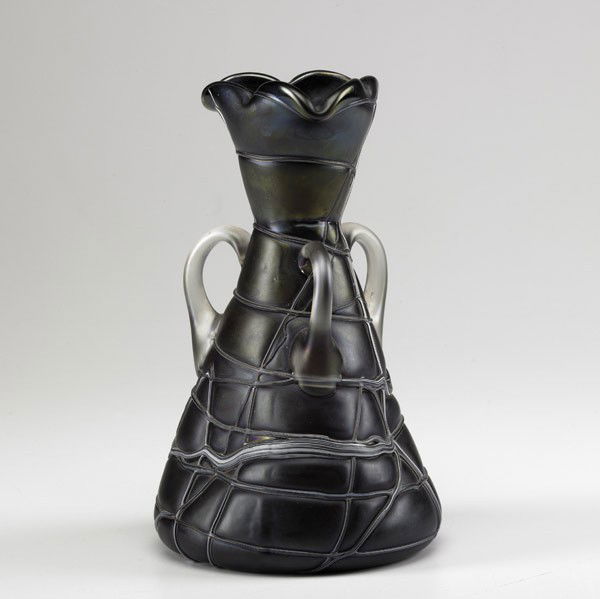 LOETZ STYLE: LOETZ STYLE; Three handled glass vase; 8 '' x 4 3/4''