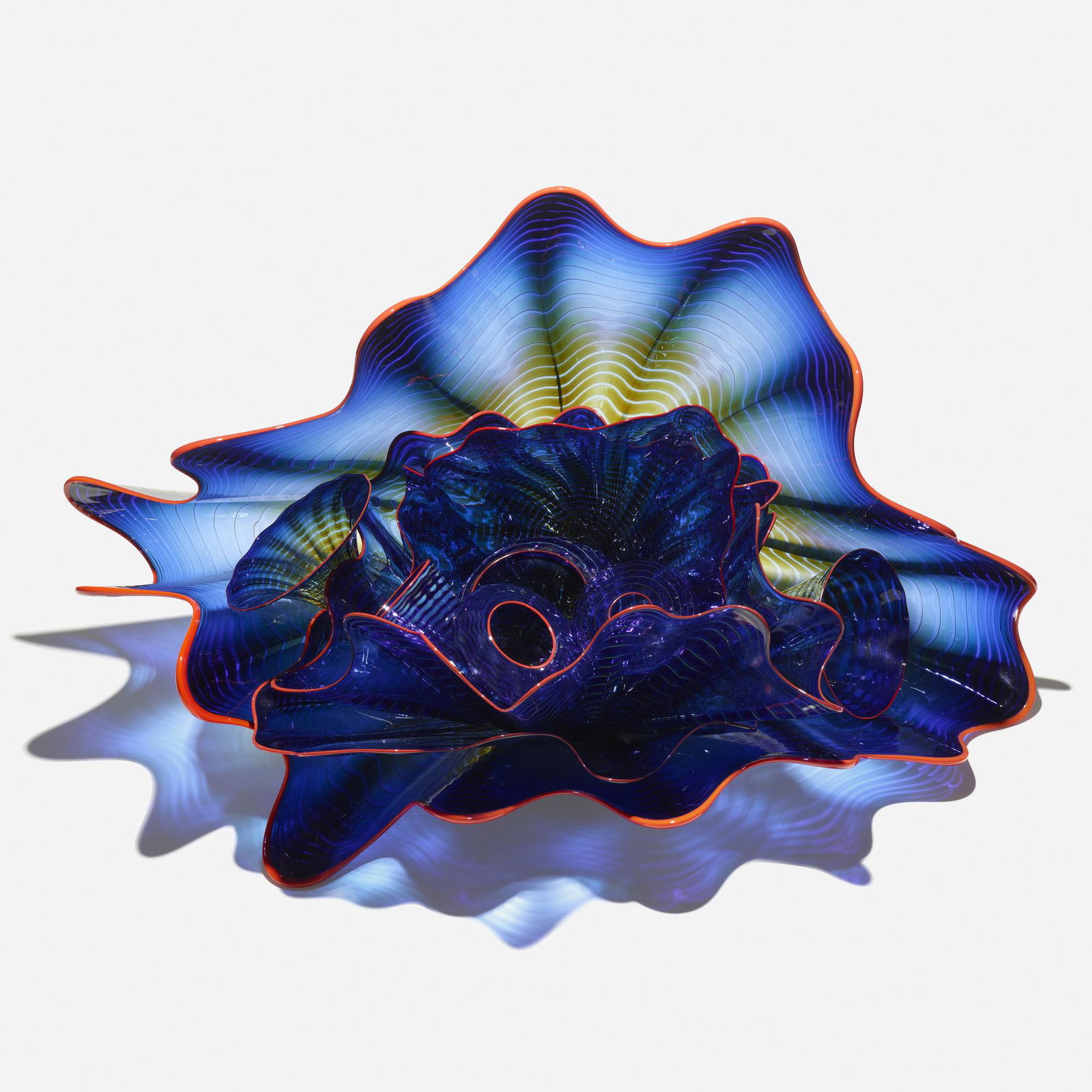 Dale Chihuly, Cobalt Persian Set with Red Lip Wraps (1 of 6)