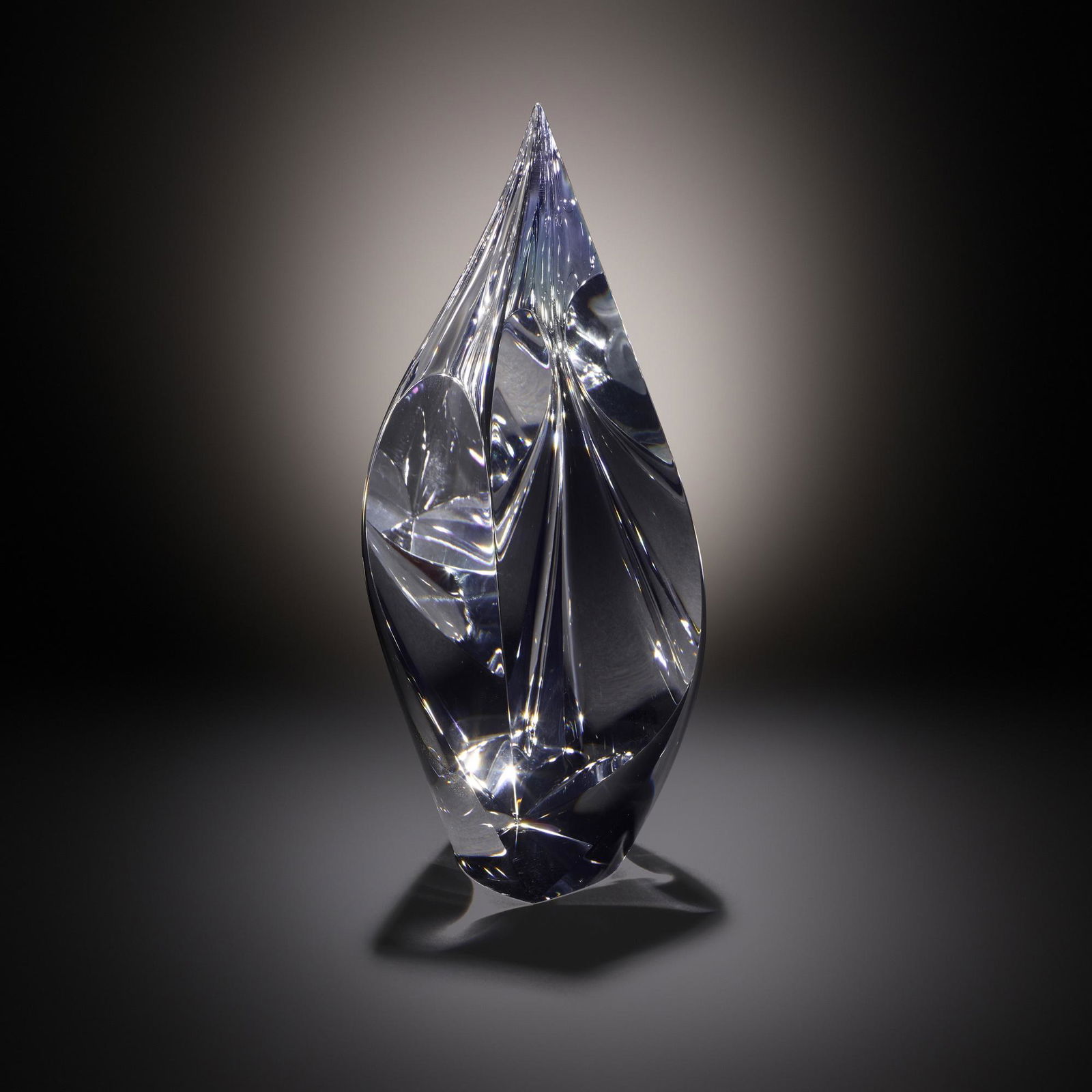 Christopher Ries, Lotus: Christopher Ries Lotus USA, 2009cut, ground, and polished optical crystal 11.25 h × 4.5 w × 3 d in (29 × 11 × 8 cm) Etched signature and date to top edge 'Christopher R