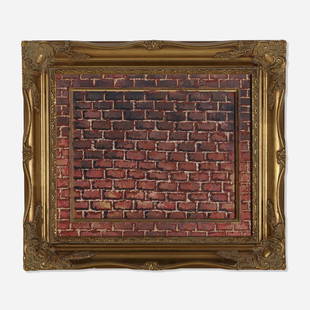 Martin Wong, Brick on Brick: Martin Wong Brick on Brick 1988 acrylic on canvas in artist's frame 10 h × 12 w in (25 × 30 cm) Provenance: Private Collection | Christie's, New York, First Open: Summer Edition, 24