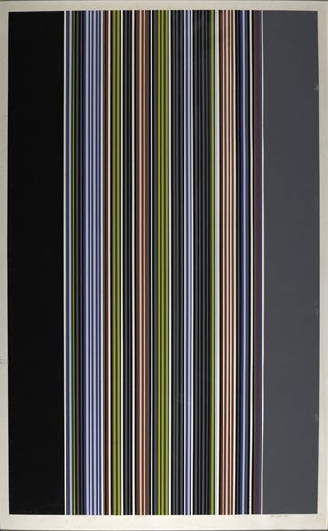 Gene Davis (American, 1920-1985) Black Watch III,: Gene Davis (American, 1920-1985) Black Watch III, 1974; Screenprint (framed); Signed and numbered 148/150; 71 5/8'' x 44 1/2'' (sight); Publisher: Pace Editions, Inc., New York; Provenance: Hokin Gall