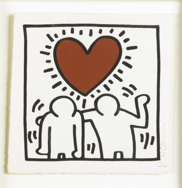 Keith Haring (American, 1958-1990) Untitled: Keith Haring (American, 1958-1990) Untitled; Screenprint (framed); Signed; 6'' x 6''; Provenance: Private Collection, Washington, D.C.