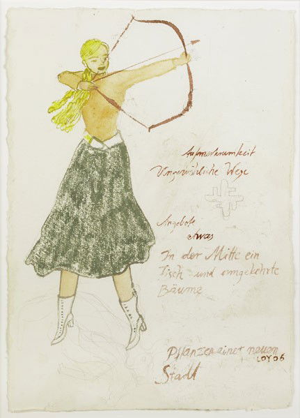 Rosa Loy (German, b. 1958) Two works of art: Rosa Loy (German, b. 1958) Two works of art: Helfer, 2006; Watercolor on paper (framed); Signed and dated; 11 5/8'' x 8 1/4'' (sheet); Konzentration, 2006; Watercolor and pencil on paper (framed); Sig