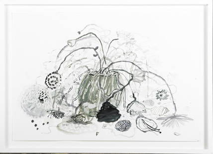 Lisa Sanditz (American, b. 1973) Glass Dead Flower: Lisa Sanditz (American, b. 1973) Glass Dead Flowers 2, 2006; Mixed media on paper (framed); Initialed and dated; 15'' x 21 1/2'' (sheet); Provenance: Private Collection, New York